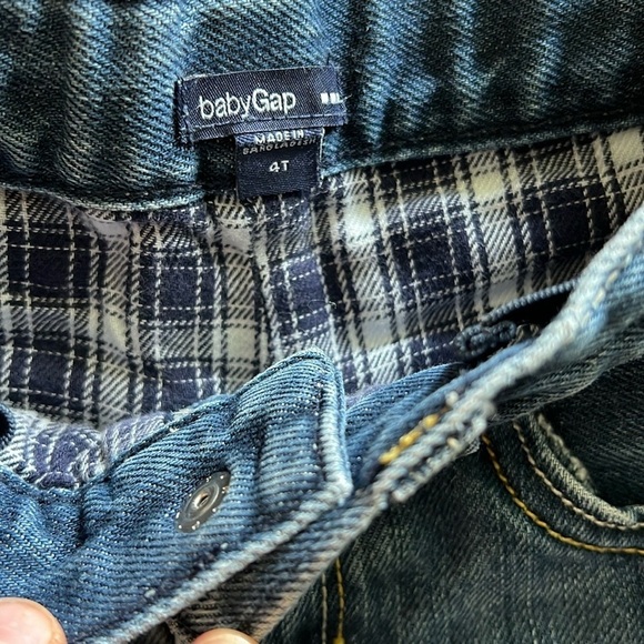 GAP Blue Relaxed Fit Jeans Plaid Lined 4T - Picture 3 of 6